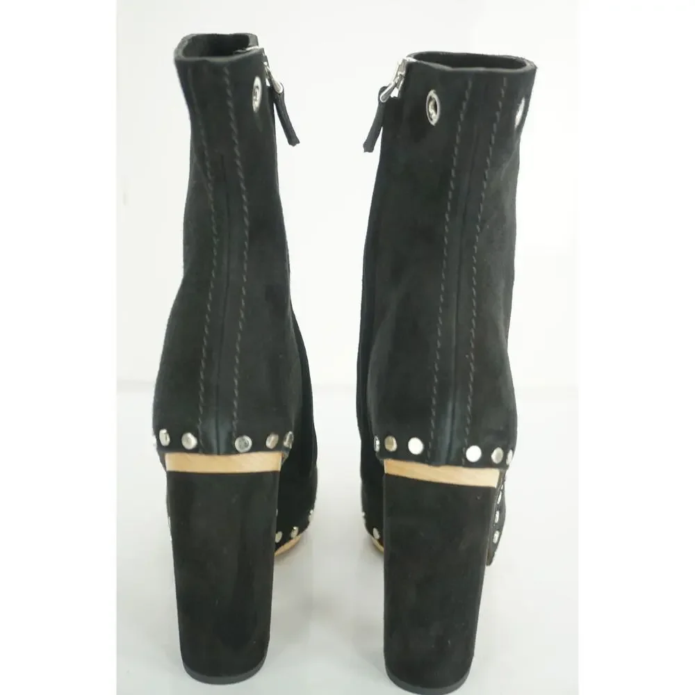 Proenza Schouler Studs Black Suede Platform Ankle Boots Size 35 Heels NIB $1050
